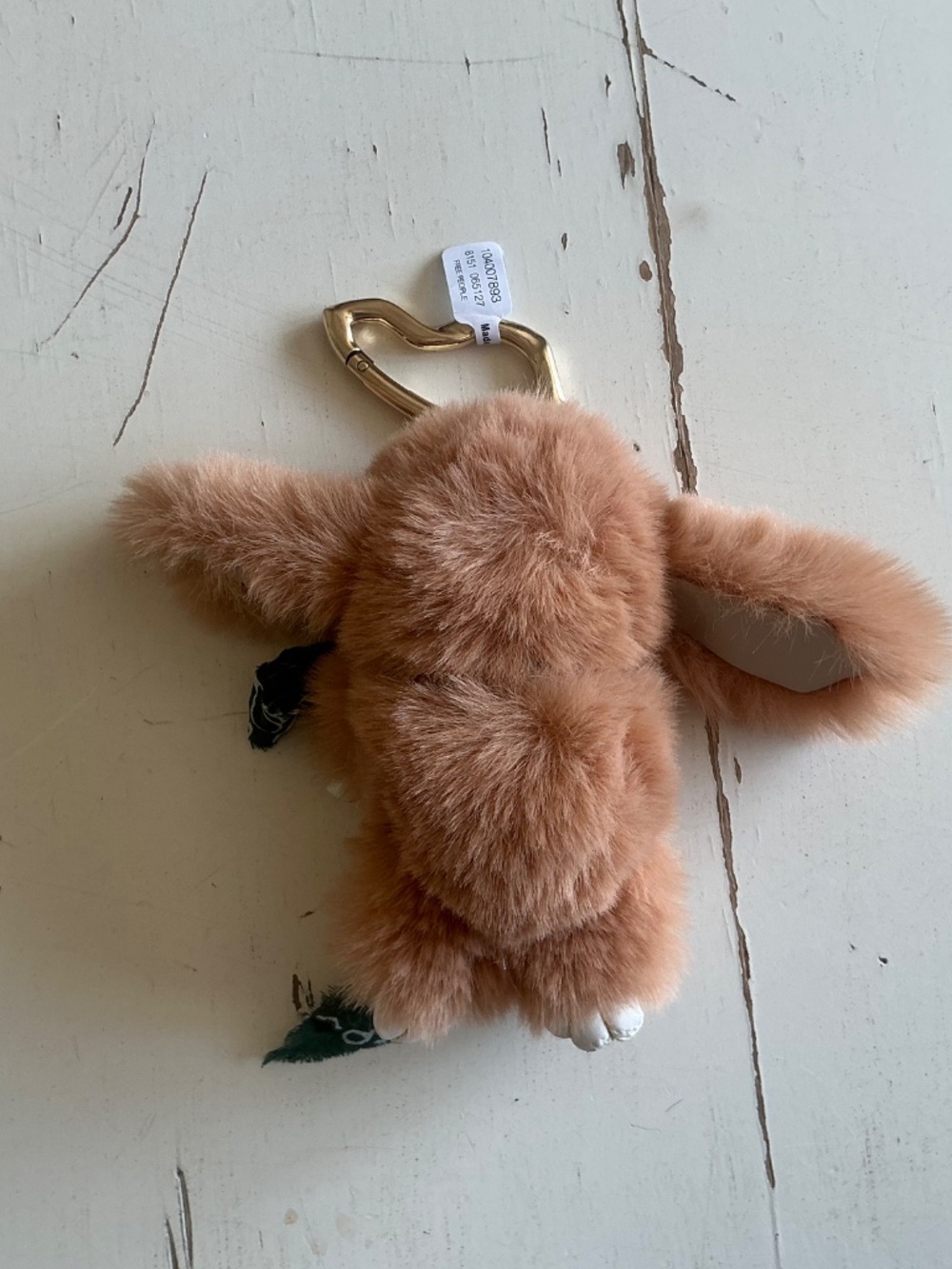 NWT Free People Fluffy Rabbit Bag Charm Oatmeal Tan - Picture 5 of 8